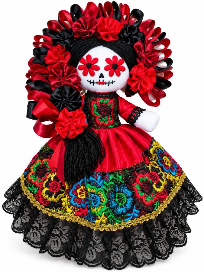 Catrina bordada a  mano 30cm