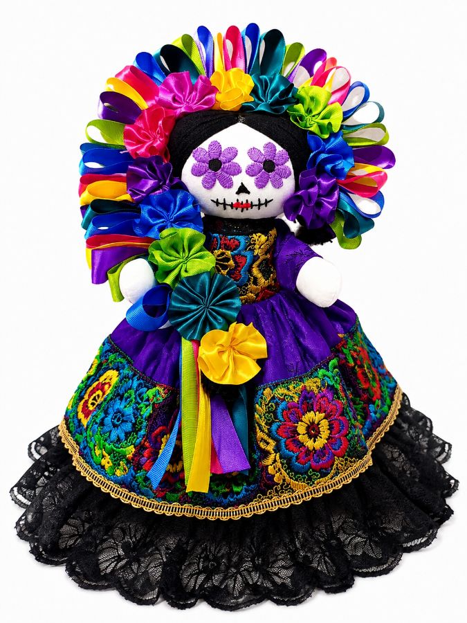 Catrina bordada a  mano 30cm